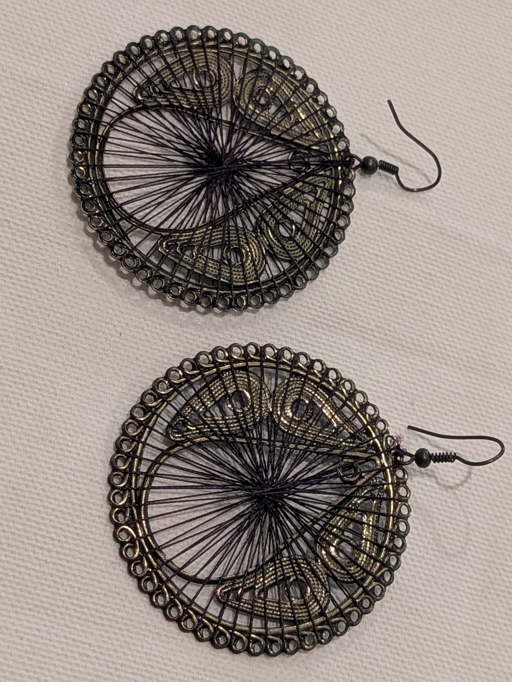 🌸ADD ON Boho Chic Dark Purple Thread and Gold Wrap Hoop Earrings